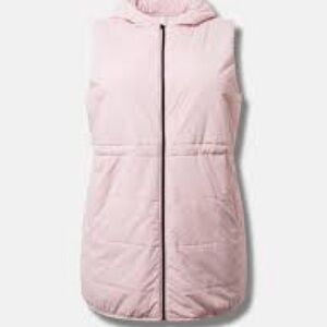 Long Active Puffer Vest EUC in Bleached Mauve